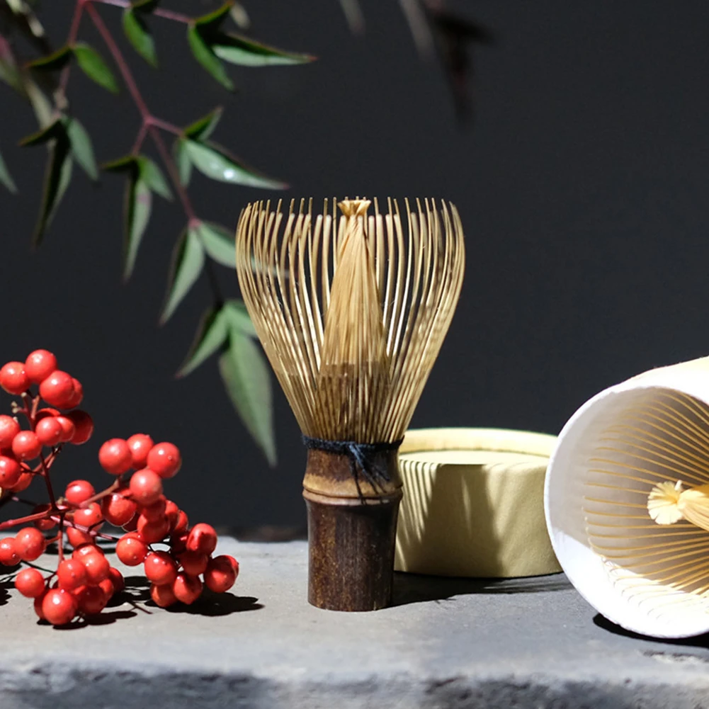 Juego de té japonés de bambú morado y blanco, cepillo para revolver, batidor de matcha, cepillo para té Chasen de bambú, cepillo para té tradicional de bambú de Andmades