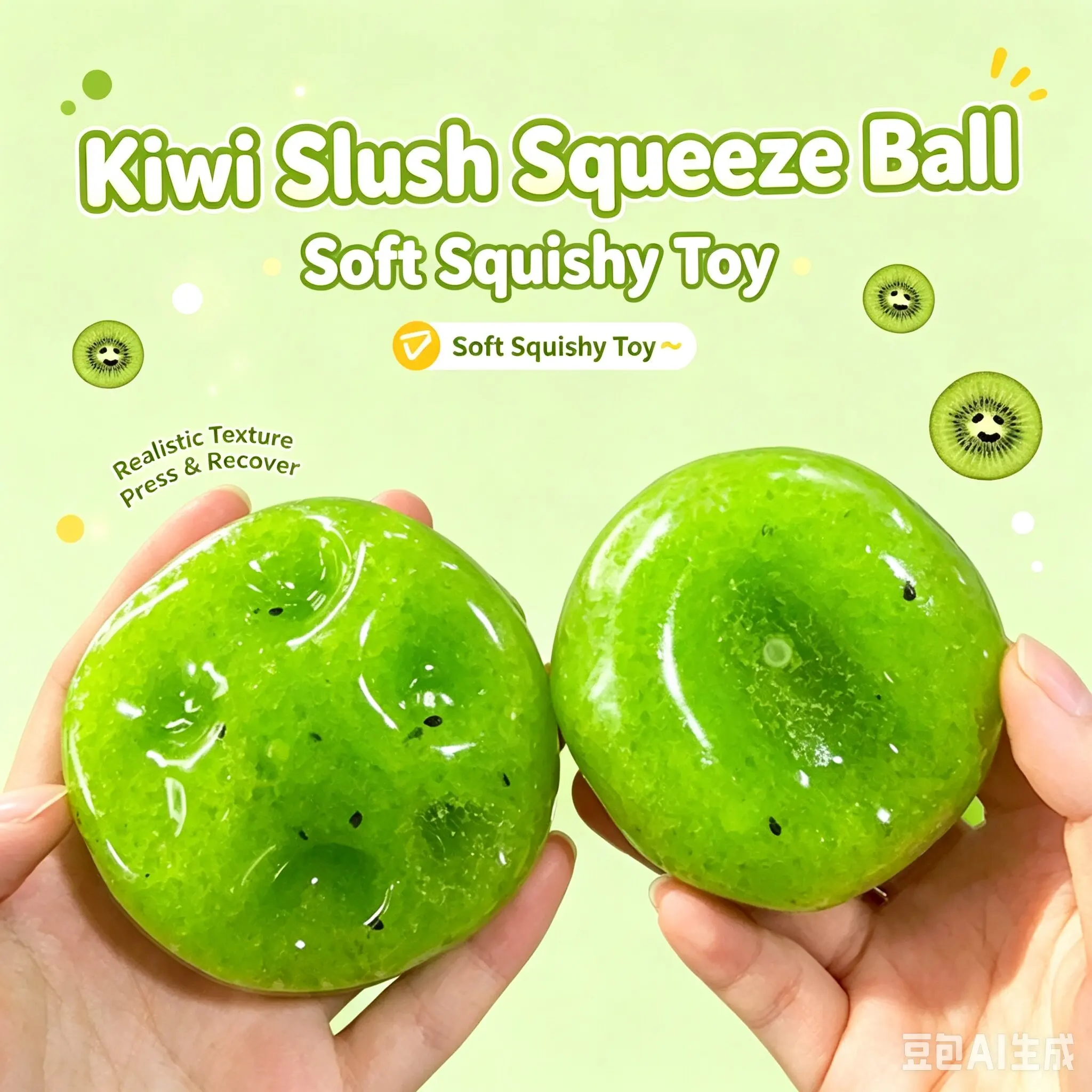 Squishy Moldable Slushy Kiwi Stress Relief Toy Handmade Realistic Fruit Slushy Squishy Toy Soft Squeeze Sensory Fidget For Adult