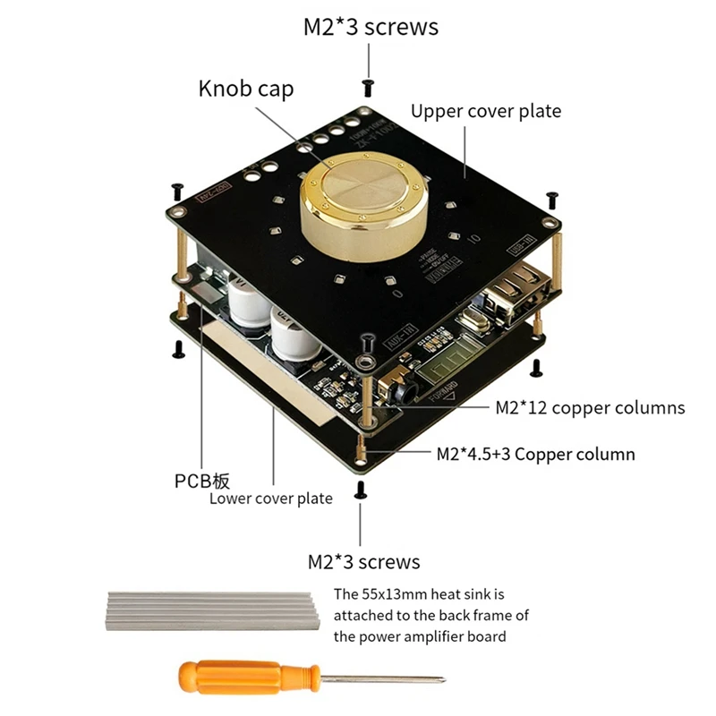ZK-F1002 5.1Bluetooth Power Amplifier Board With Short Circuit Protection For Sound Box
