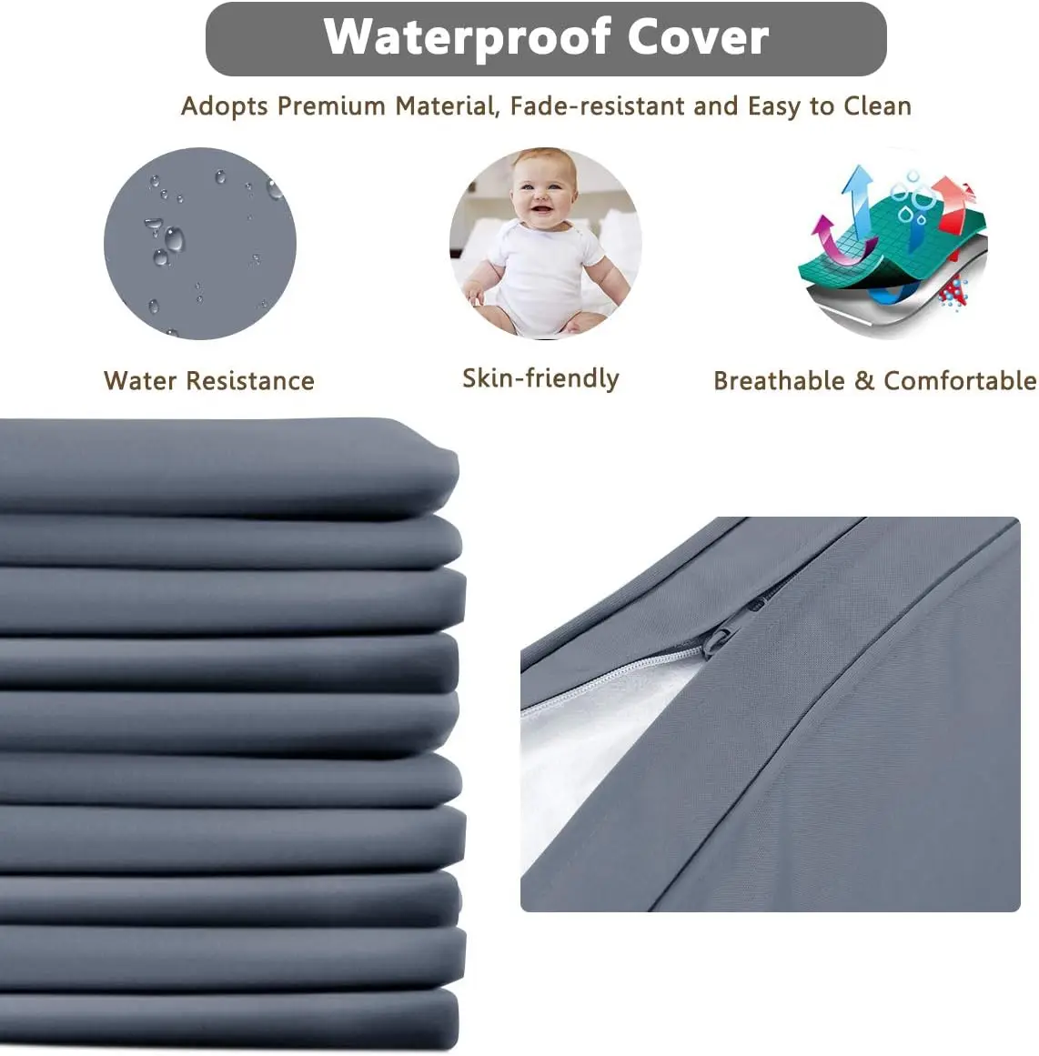 Conjunto de pátio de vime de 3 peças, sofá secional de vime PE, loveseat, lounge, mesa de vidro temperado (cinza)