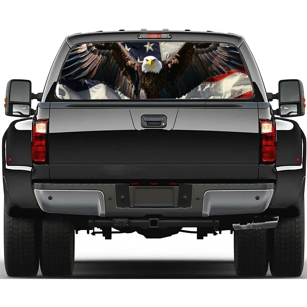 

Stars and Stripes Eagle Car Accessories Rear Windshield Sticker, Truck Window See Through Perforated Window Car Vinyl Wraps Deca