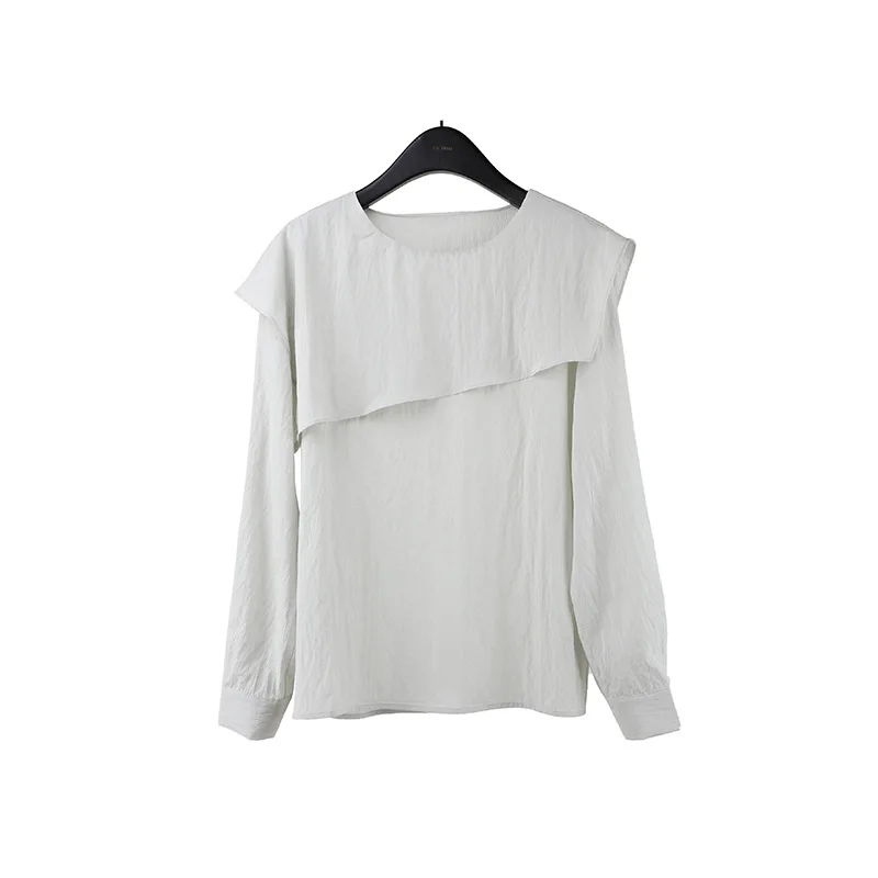 2025 Tencel Irregular Lace Shirt Autumn New Design Loose Shirt Europe and America