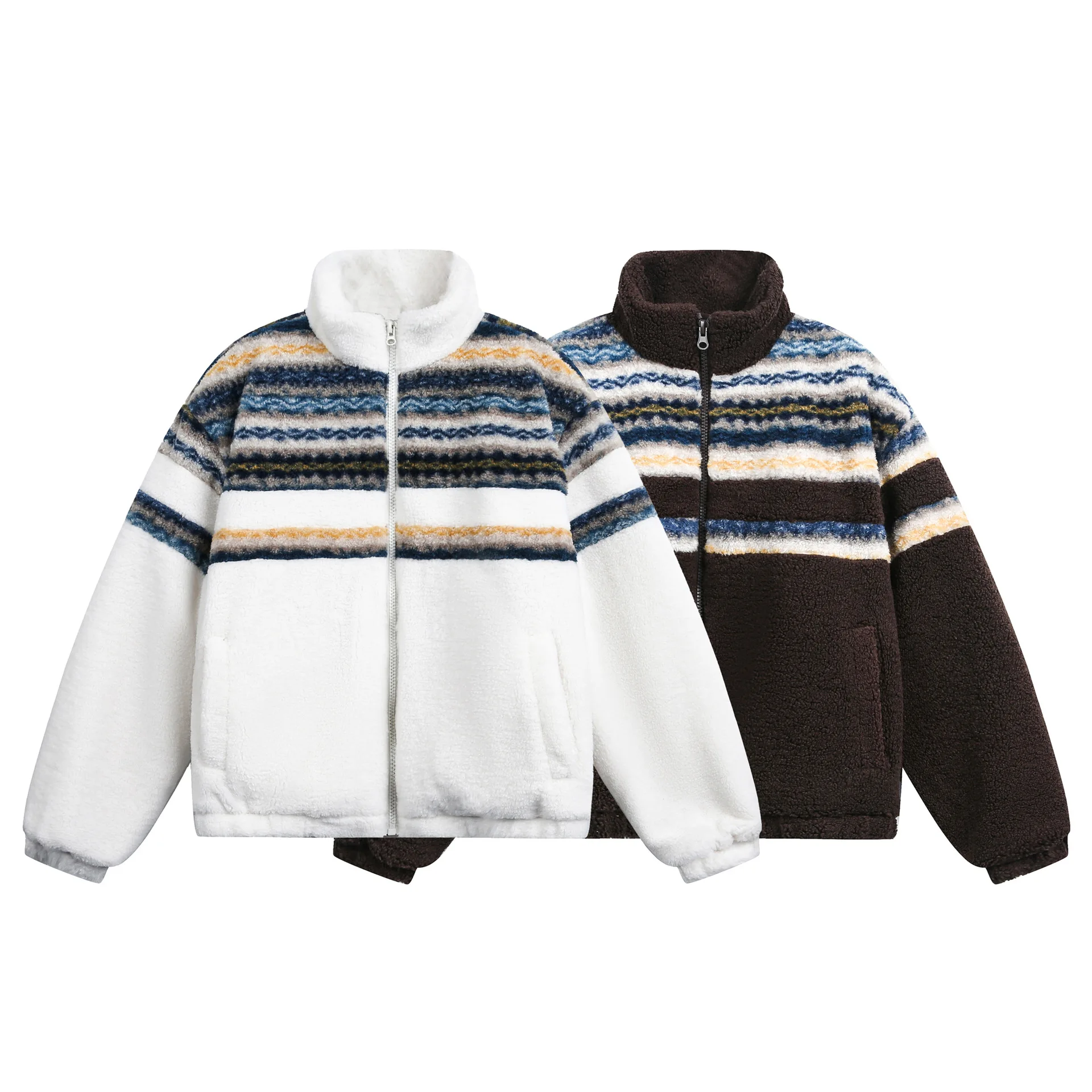 

Ретро-зимняя утепленная куртка из овчины и хлопка свободного кроя с воротником-стойкой, рабочая одежда для мужчин и женщин, модный городской стиль