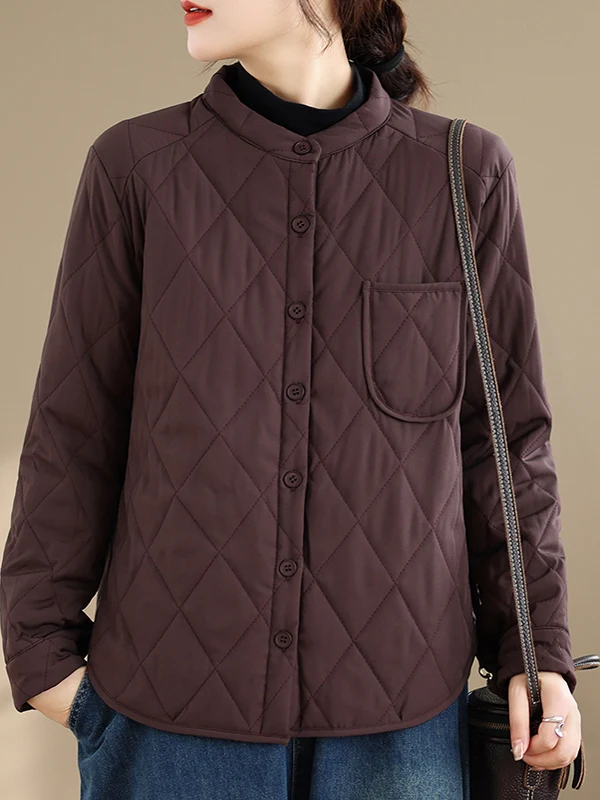 

Легкая хлопковая женская свободная повседневная теплая утягивающая воротник-стойка в стиле ретро с геометрическим рисунком, зимняя верхняя одежда Jaet