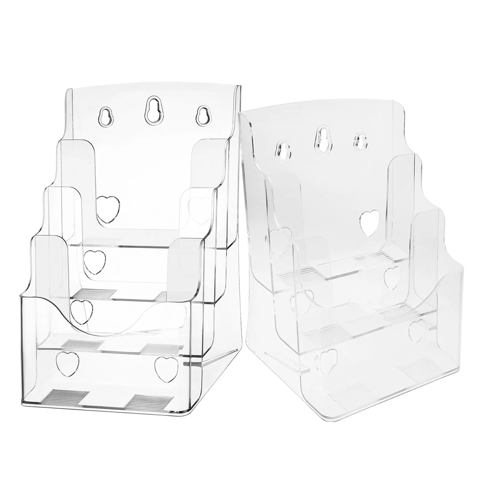 2Pcs Acrylic Transparent Multi-Tier Literature Organizer Display Stand for Brochures Magazines Menus Flyers Document Holder Rack