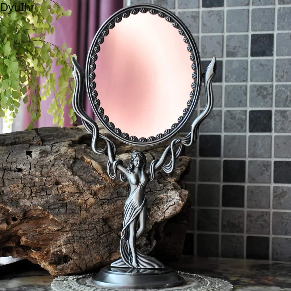 

1pcs DyuIhr European-style retro creative double-sided makeup mirror metal crafts home dressing table bathroom mirror decoration