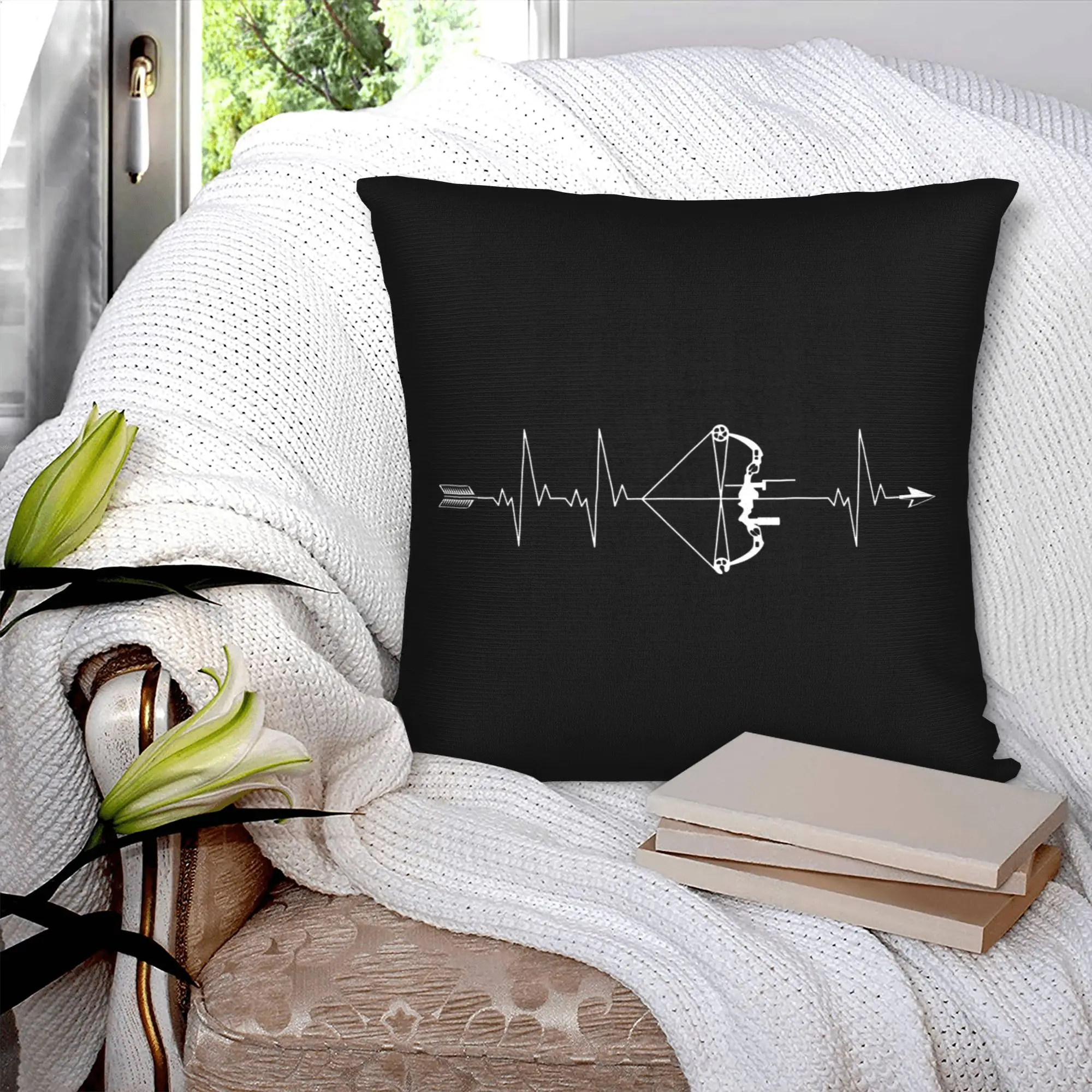 Archer Archery Heartbeat Pillow Case 40x40cm Home Decor Modern Hunting Sport Cushion Decoration Salon Square Pillowcase