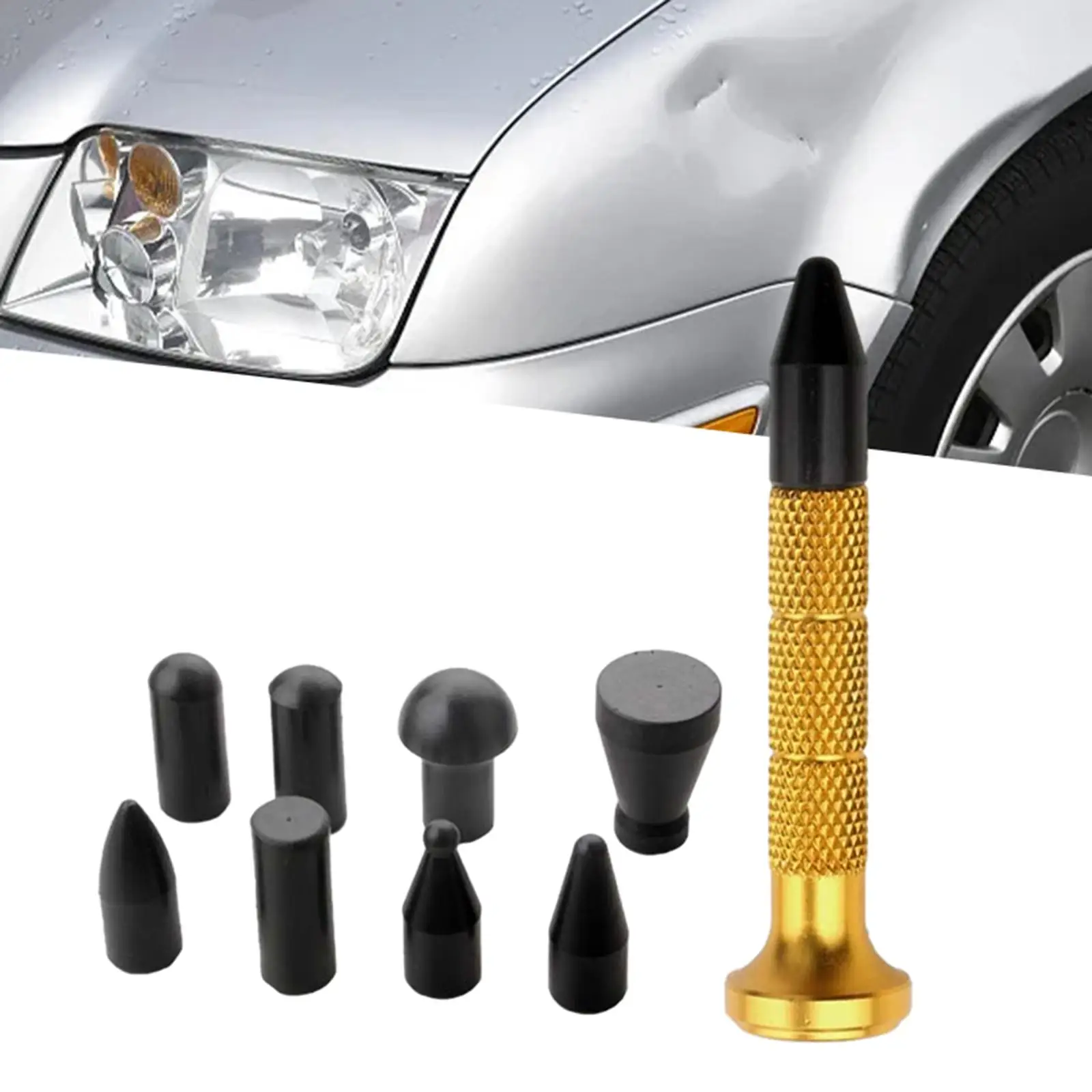 

Metal Tap Down Pen Car Dent Repair Set Durable Knockdown Tool with 9 Heads Tips Hand Tools Removal Tools for Hail Damage