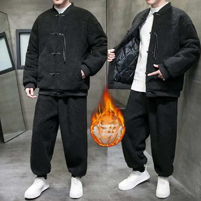 

Thiened Lamb Velvet Jaet for Middle-Aged And ly Men Winter Warm Cotton Coat Youthful ular Stand Fit Chinese Sle