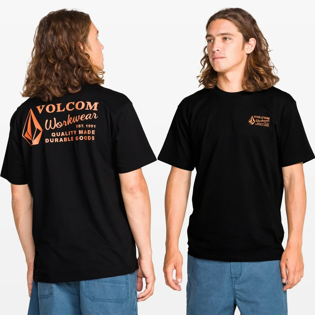 White Workwear Volcom Skateboarding Extreme Sports Brand T-Shirt Cotton Graphic Tee Men Women Summer Streetwear