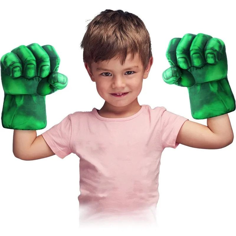 Kids Cartoon Pattern Printed Gloves Superhero Character Foam Gloves Halloween Cosplay Plush Cotton Fist Game Props