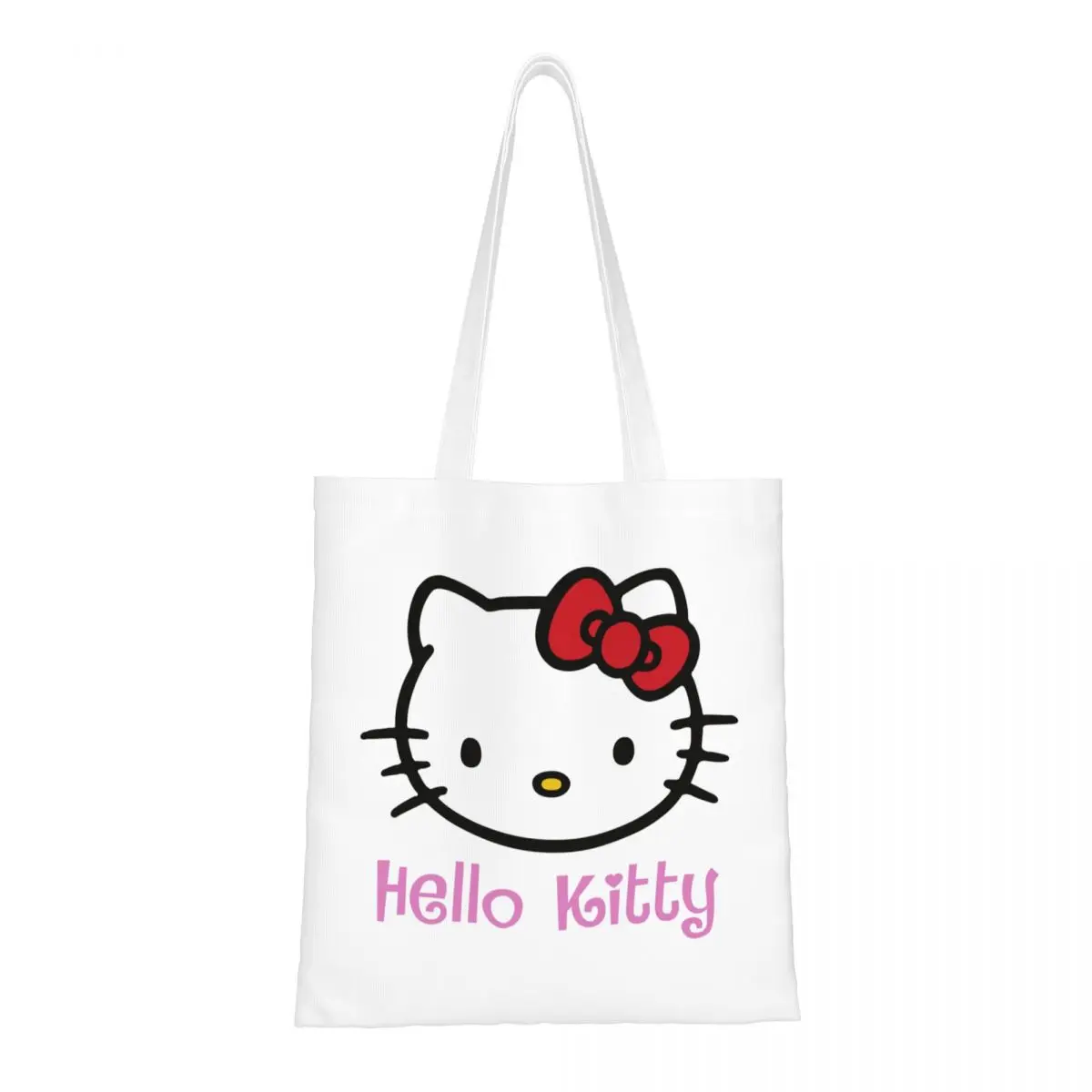 

Hello Kitty Face Tote Bags Women Handbag Canvas College Cartoon Shoulder Bag Printed Shopping Bag