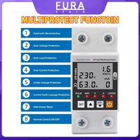Tuya WiFi Smart Grounding leakage Overvoltage Protector Switch Circuit breaker Smart Life Energy Kilowatt-hour electricity meter