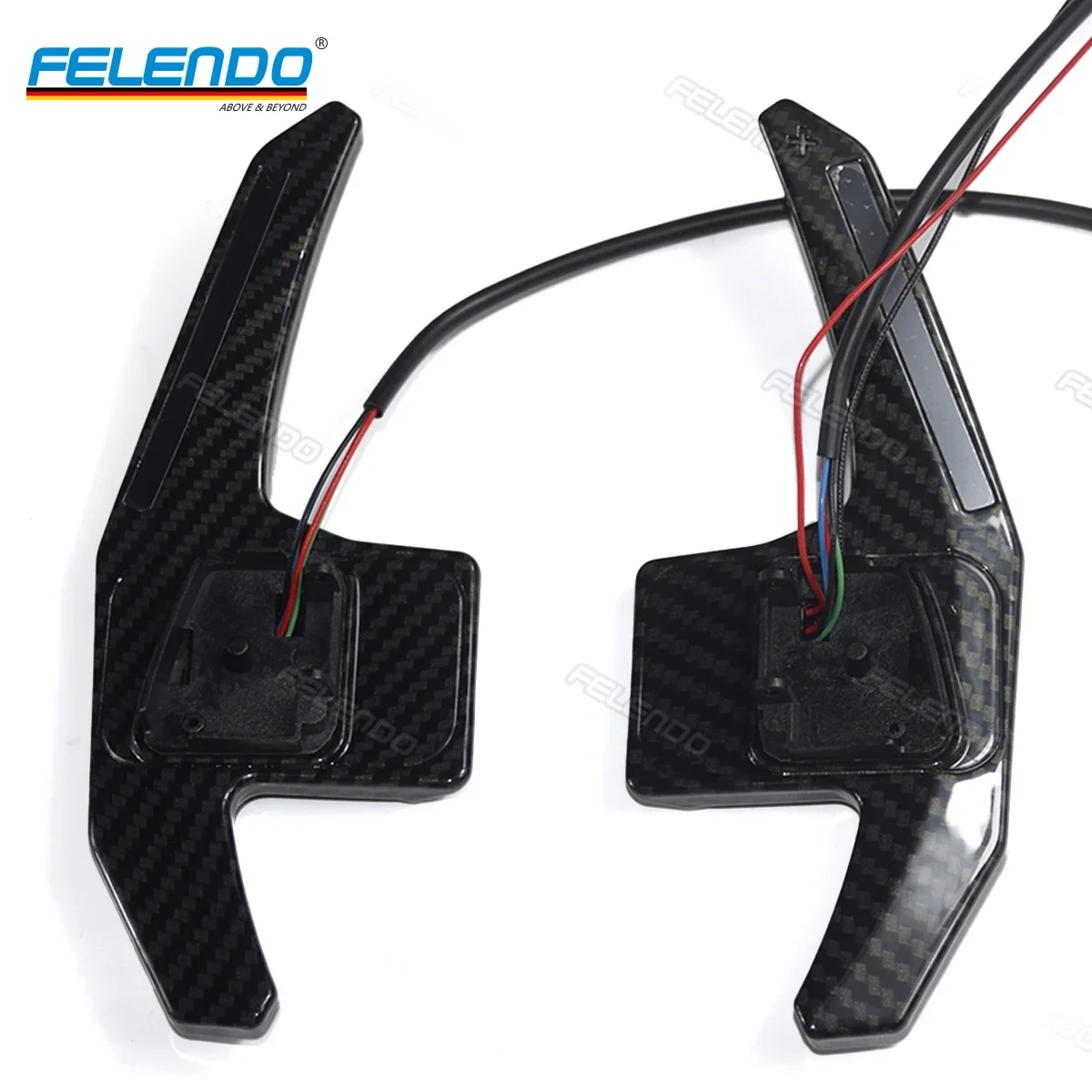

FELENDO Steering wheel interior upgrade Water transfer carbon fiber LED paddle shifter for Range Rover &Jaguar