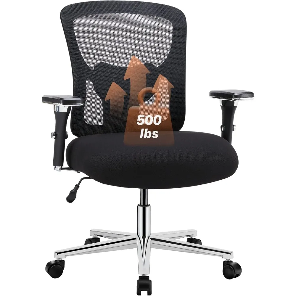 

Ergonomic 500lbs Wide Heavy Duty Big and Tall Home Office Chair with Adjustable Lumbar Support and Wheels, 3D Armrest, for Adul