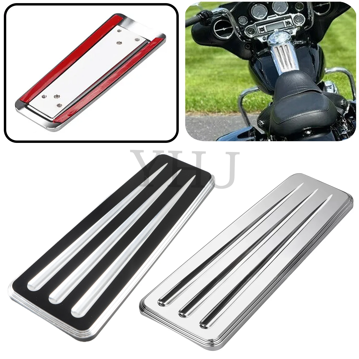 

For Harley Motorcycle Electra Glide FLTR FLTRU FLHTC FLHTCU FLHT 2008-Up Black/Chrome CNC Aluminum Fuel Tank Dash Insert Cover