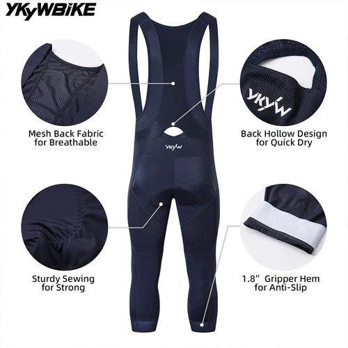Imagen 2 del producto YKYW pantalones cortos de ciclismo para hombre mallas deportivas acolchadas para bicicleta de montaña color azul oscuro café y gris oscuro 4 horas de autonomía verano 3/4