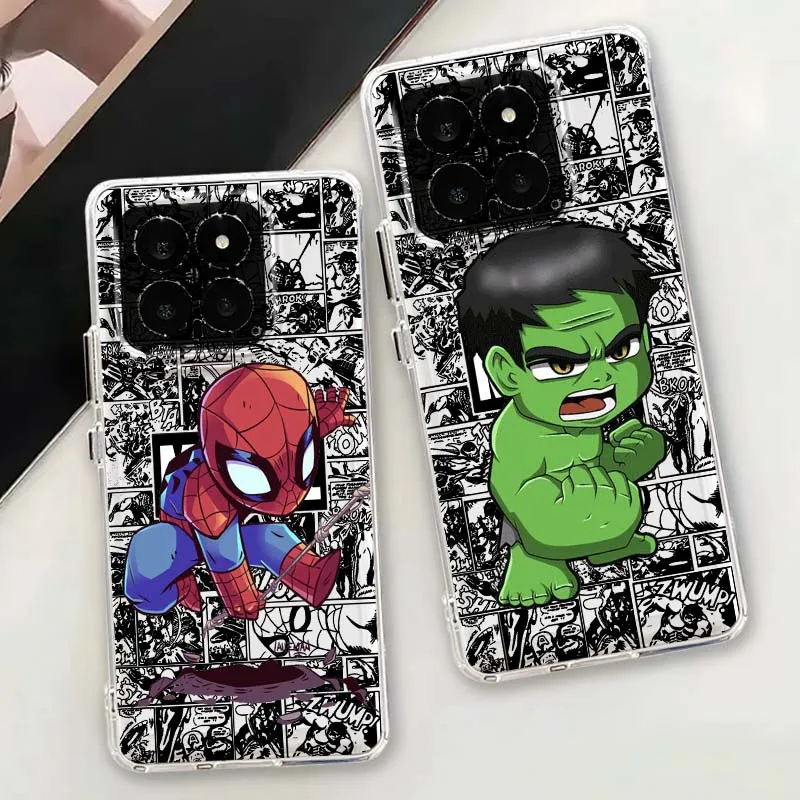 

Marvel Comic Heroes Cute For Xiaomi 15 14 13 12 12S 12X 12T 11 11T Pro Lite TPU Transparent Phone Case