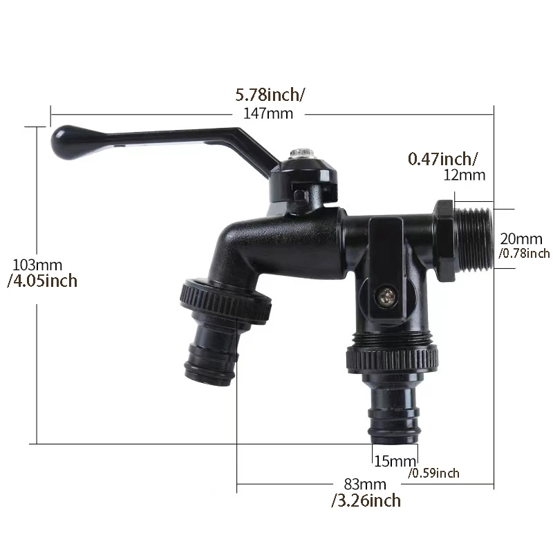 Zinc Alloy Faucet Outdoor Garden Anti-Freeze Dual Outlet Bibcock Washing Machine Specific Outdoor Hose Faucet Garden Water Valve