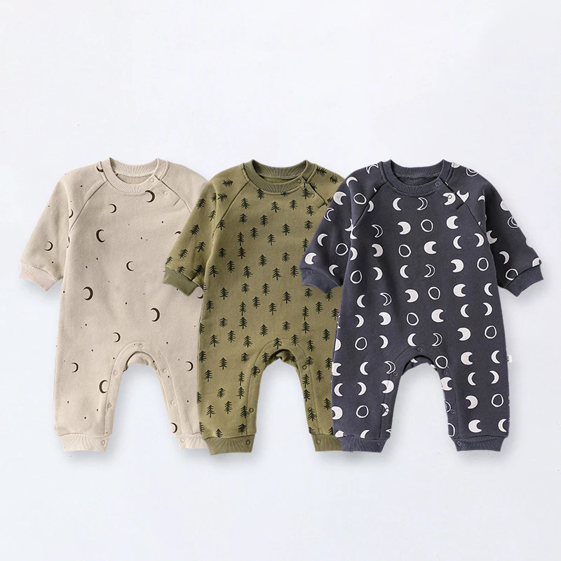 0-24M Newborn Kid Baby Romper Boy Girl Winter Clothes Long Sleeve Print Jumpsuit Cute Sweet New Born Outfit