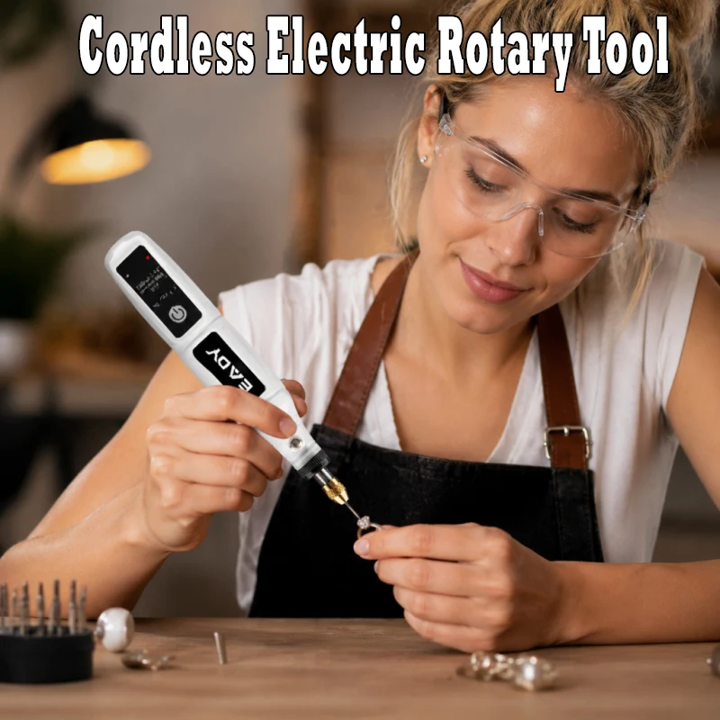 EADY Kabelloses Elektrisches Rotationswerkzeug, USB-Aufladbar, für Metallgravur, Schmuckherstellung, Acrylschleifen, Holzgravur, Heimwerken – Detail 4