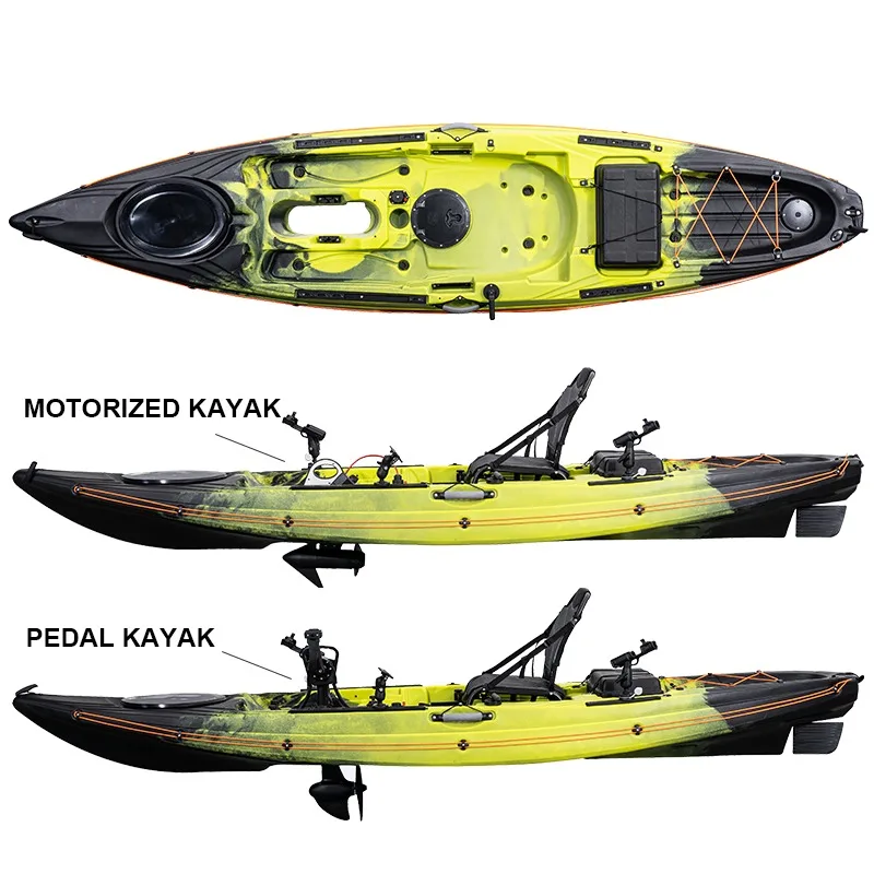 

【Popular】Canoe Kayak LDPE Single Sit On Top Fishing Kayak Motorized Electric Fishing Boat Kajak With Pedal Drive