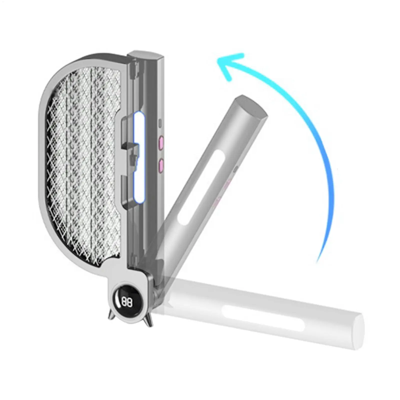 Fly Zapper Racket 2-in-1 Rechargeable Foldable Trap Racket For Gnat Portable Fly Swatter For Outdoor Home Patio Backyard Porch