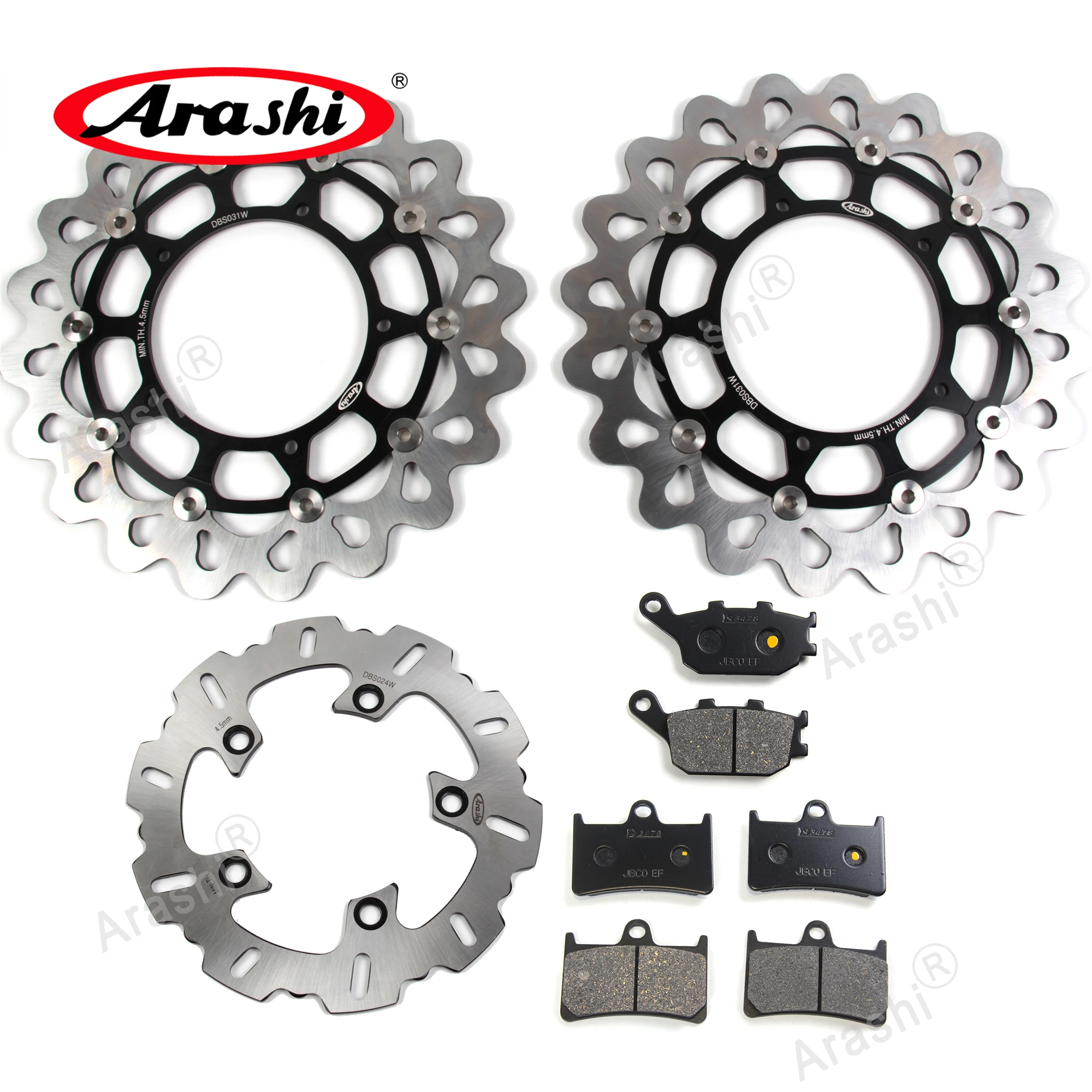 Arashi 1 Set Brake Disc Pads For YAMAHA FZ1 FAZER 1000 2006-2012 / ABS 2008-2012 CNC Full Floating Front Rear Brake Disk Rotors