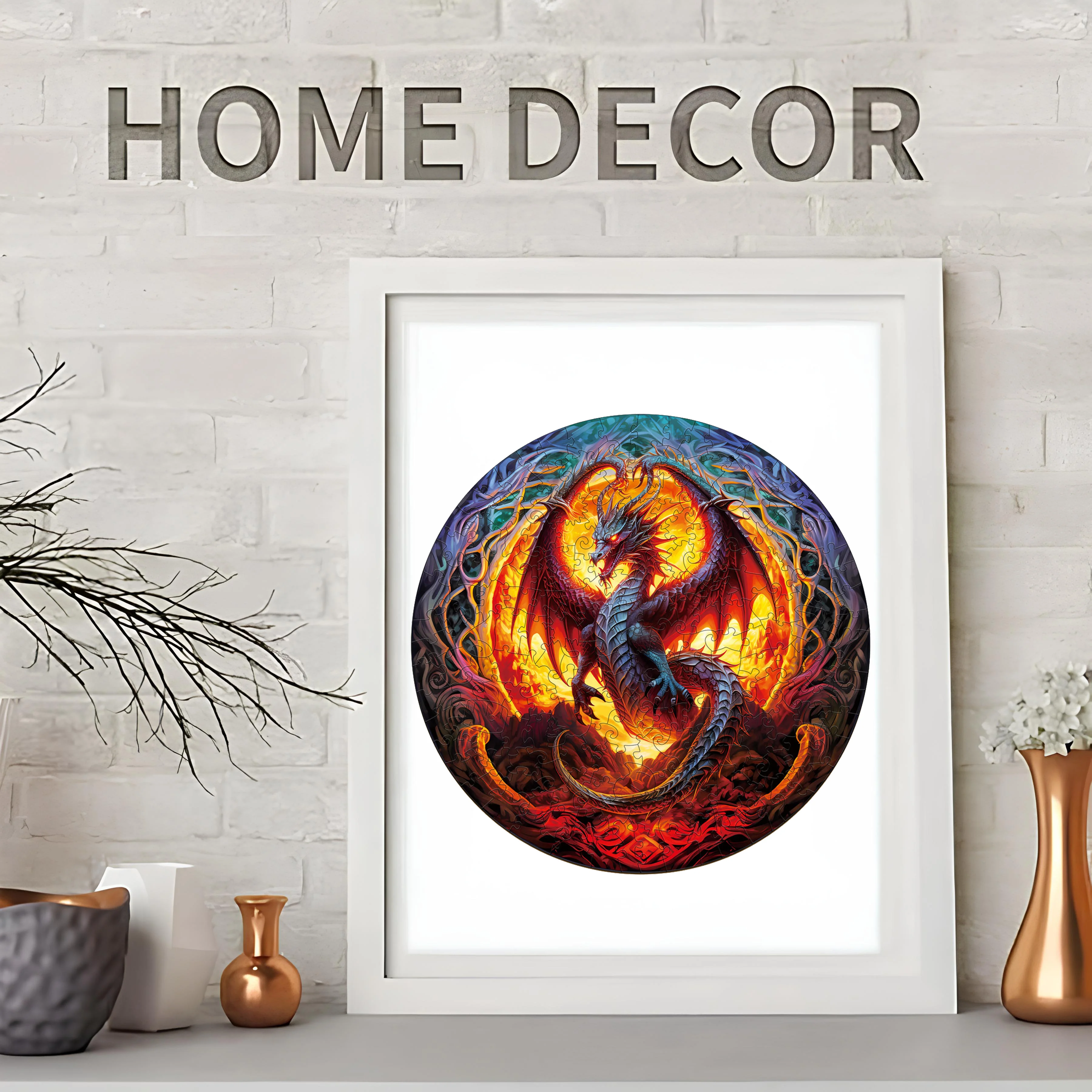 Advanced Irregular Red Dragon Wooden Animal Puzzles Beautiful Fabulous DIY Wood Crafts Family Interactive Games For Adults Kids