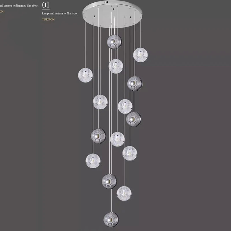 Imagem -06 - Modern Crystal Chandelier For Home Decoration Stair Pendant Lamp Living Room Pendant Lights Iluminação Interior