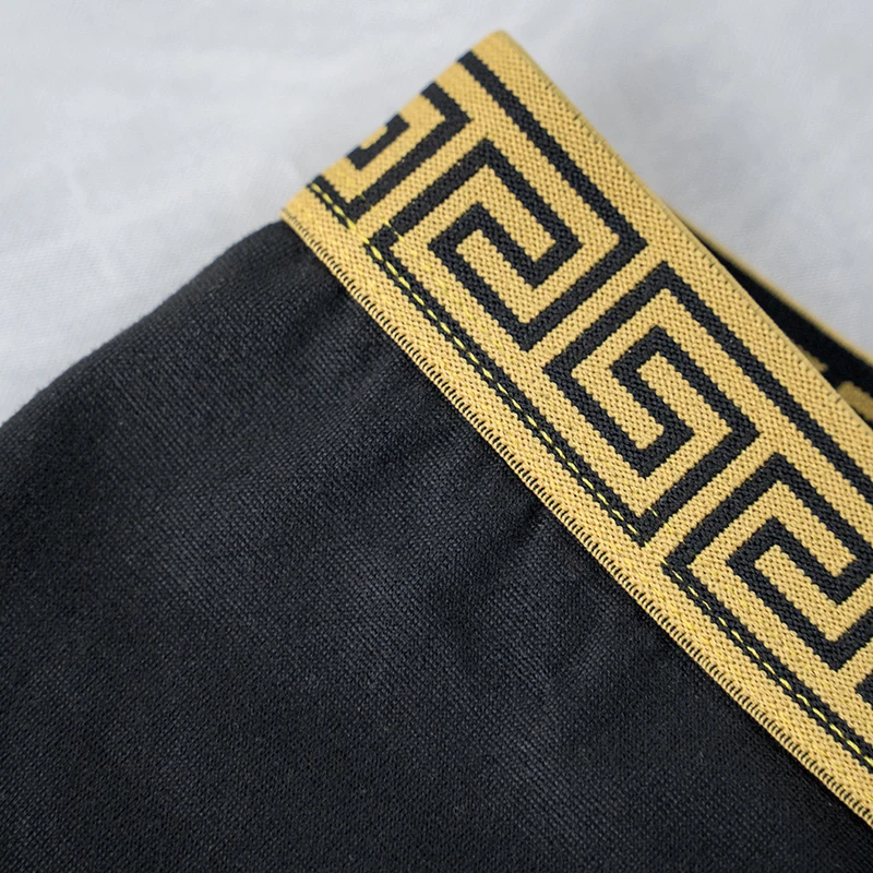 5-częściowy zestaw męskich bokserek z nadrukiem na pasie, czarne, wygodne, elastyczne majtki męskie