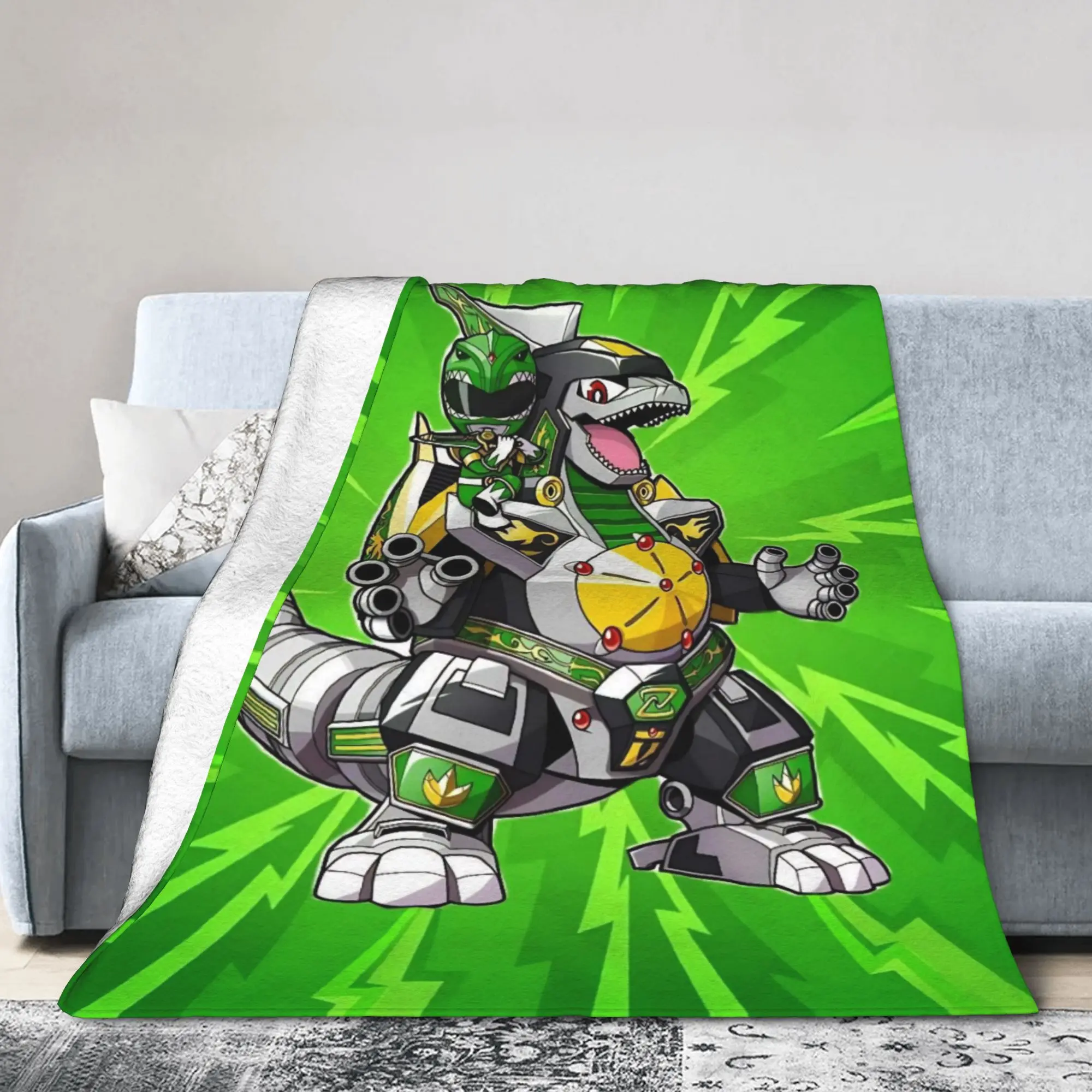 MMPR Green Ranger Blankets Power R-Ranger Wool Funny Soft Throw Blankets for Home Autumn/Winter