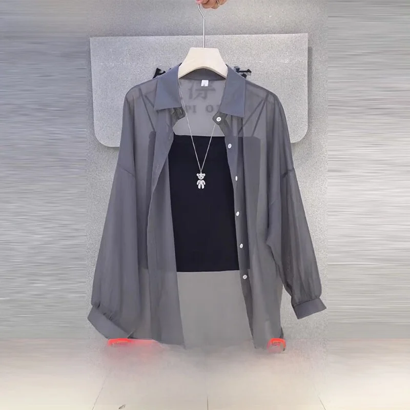 

Легкий женский кардиган-накидка из шелкового шифона для защиты от солнца, летняя майка-топ