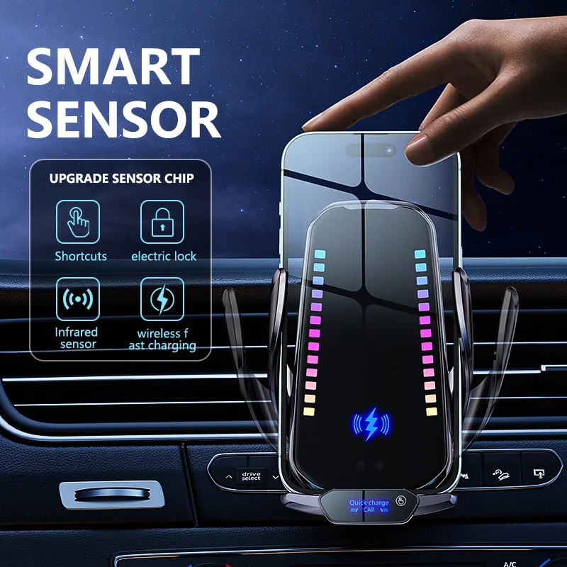 Car Mounted Mobile Phone Holder Intelligent Rhythm Wireless Charging Sound Wave Jumping Infrared Sensing Automotive Products