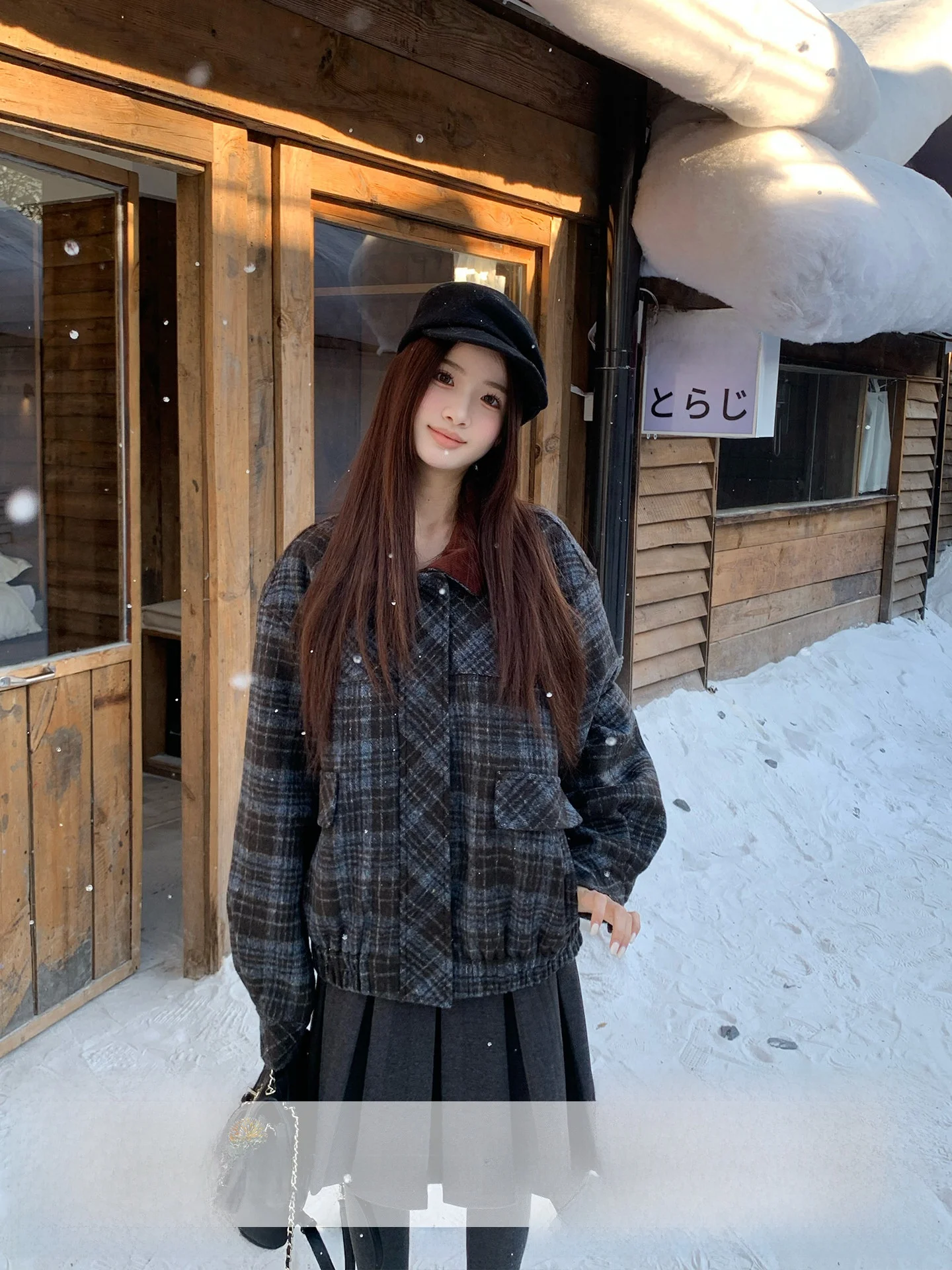 

Зимнее повседневное клетчатое пальто для женщин в стиле ретро, с принтом «Апельсиновое дерево», из полиэстера, приталенное, с длинными рукавами