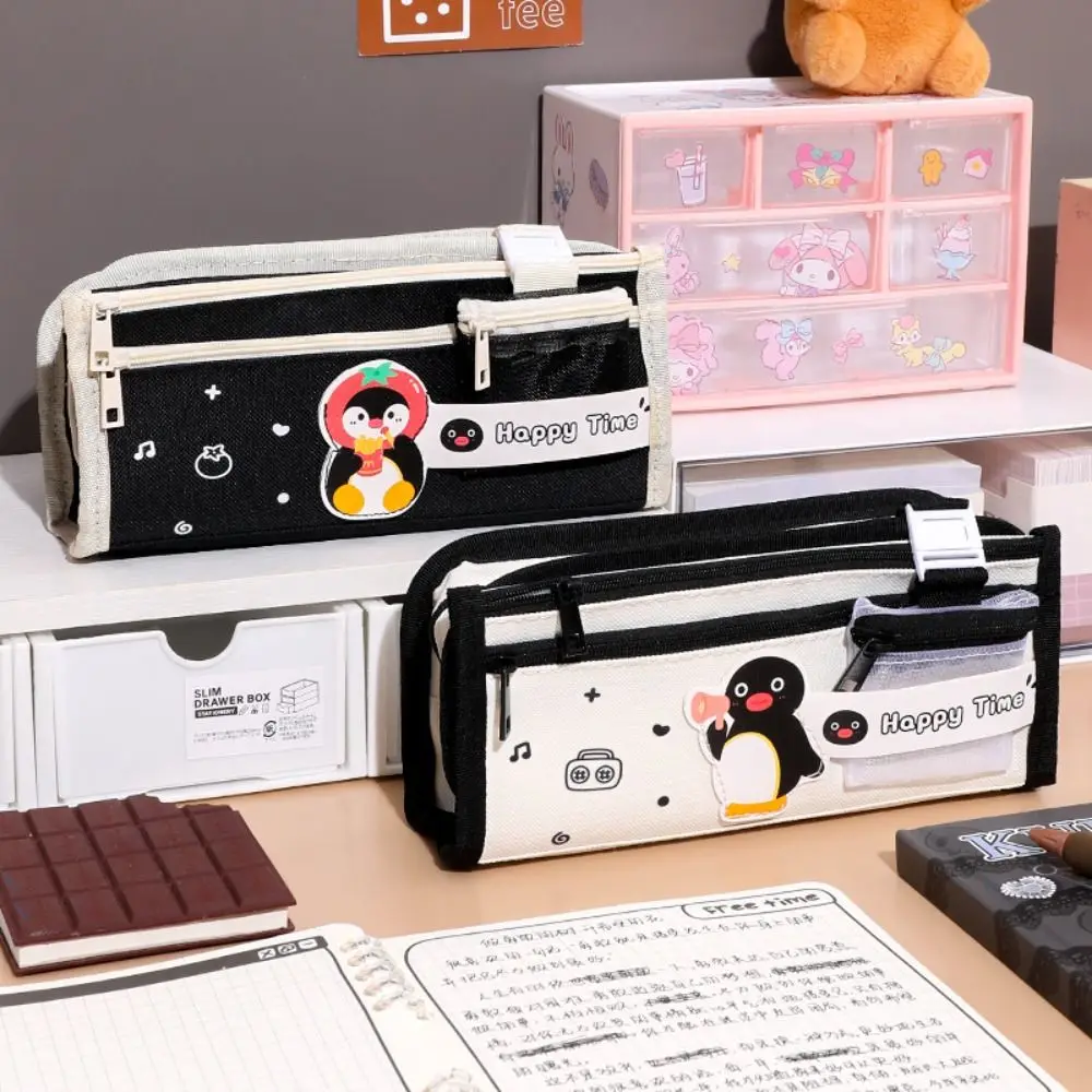 

Multifunctional Kawai Oxford Pencil Bag Creative Cute Penguin Pen Case High Capacity Portable Stationery Storage Bag Pen Holder