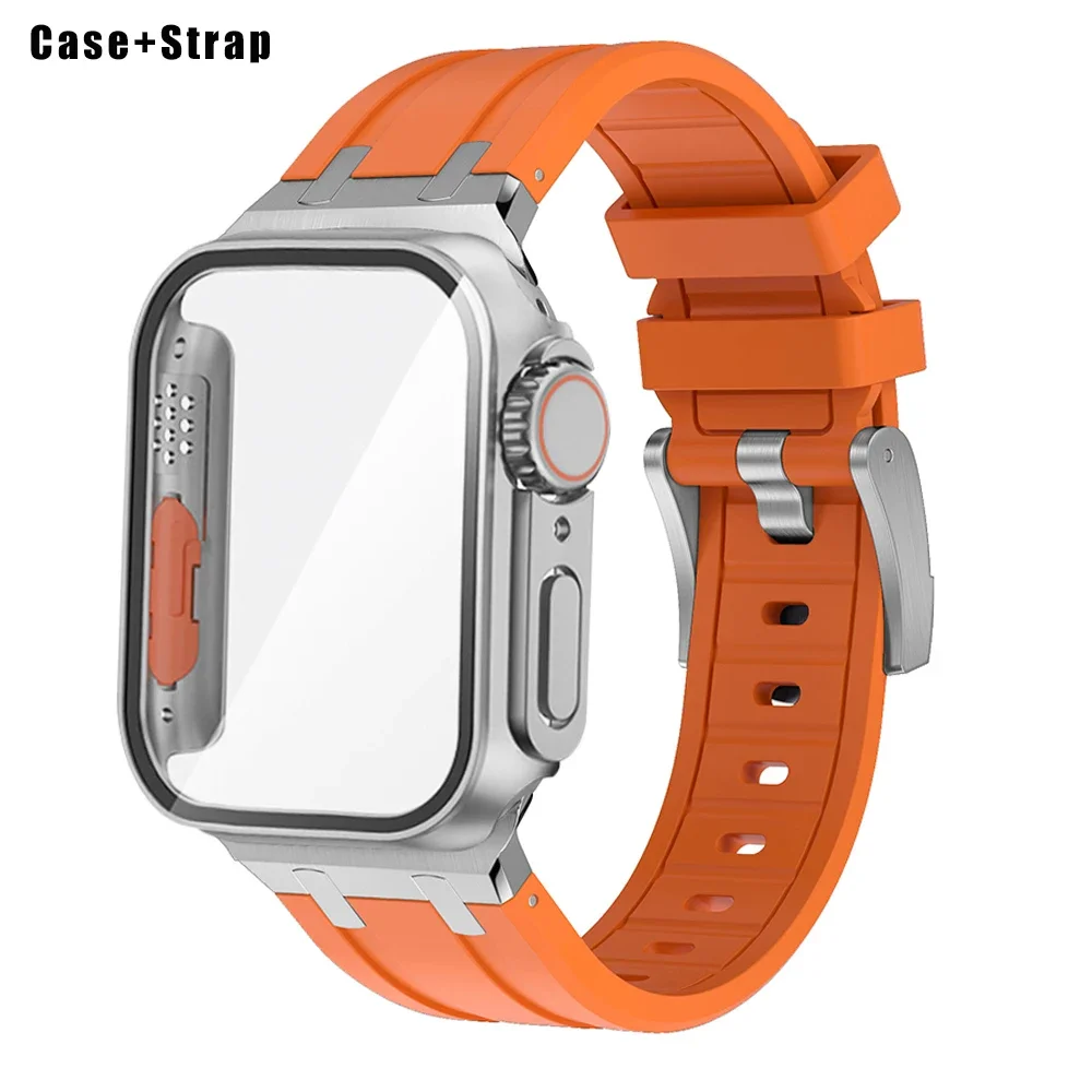 Change to Ultra Case for Apple Watch Case&Band 8 7 6 5 4 45mm 41mm 44mm 42mm Screen Cover Appearance Upgrade Ultra 49mm Strap