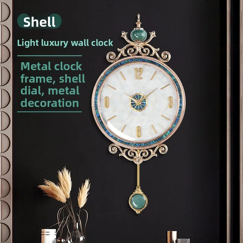 

Европейские легкие роскошные настенные часы, настенные декоративные часы для гостиной, кварцевые часы с металлическим корпусом, домашние модные бесшумные настенные часы