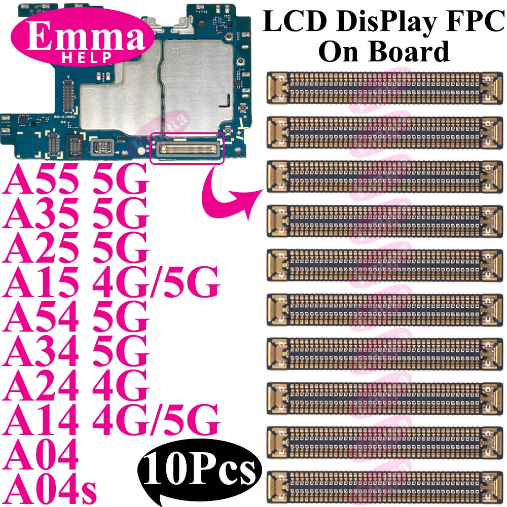 10pcs LCD Display Screen Flex FPC Connector For Samsung Galaxy A55 A35 A25 A15 A05 A54 A34 A24 A14 A04  Plug On Board 40 78 pin