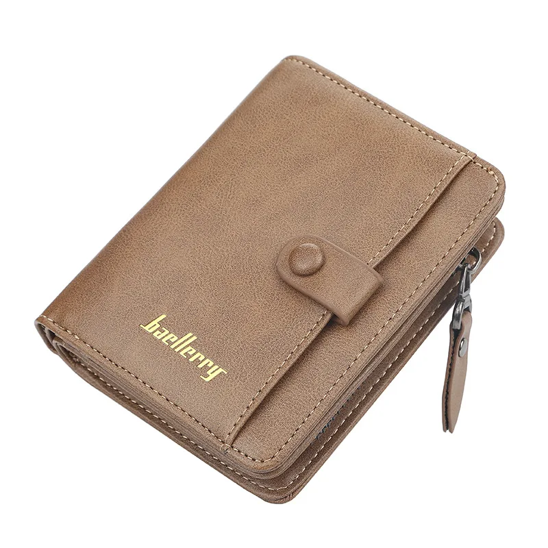 Baellerry Luxury Men Wallets PU Leather Zipper Men's Wallets Short Card Holder Male Purse Coin Holder Waterproof Wallets