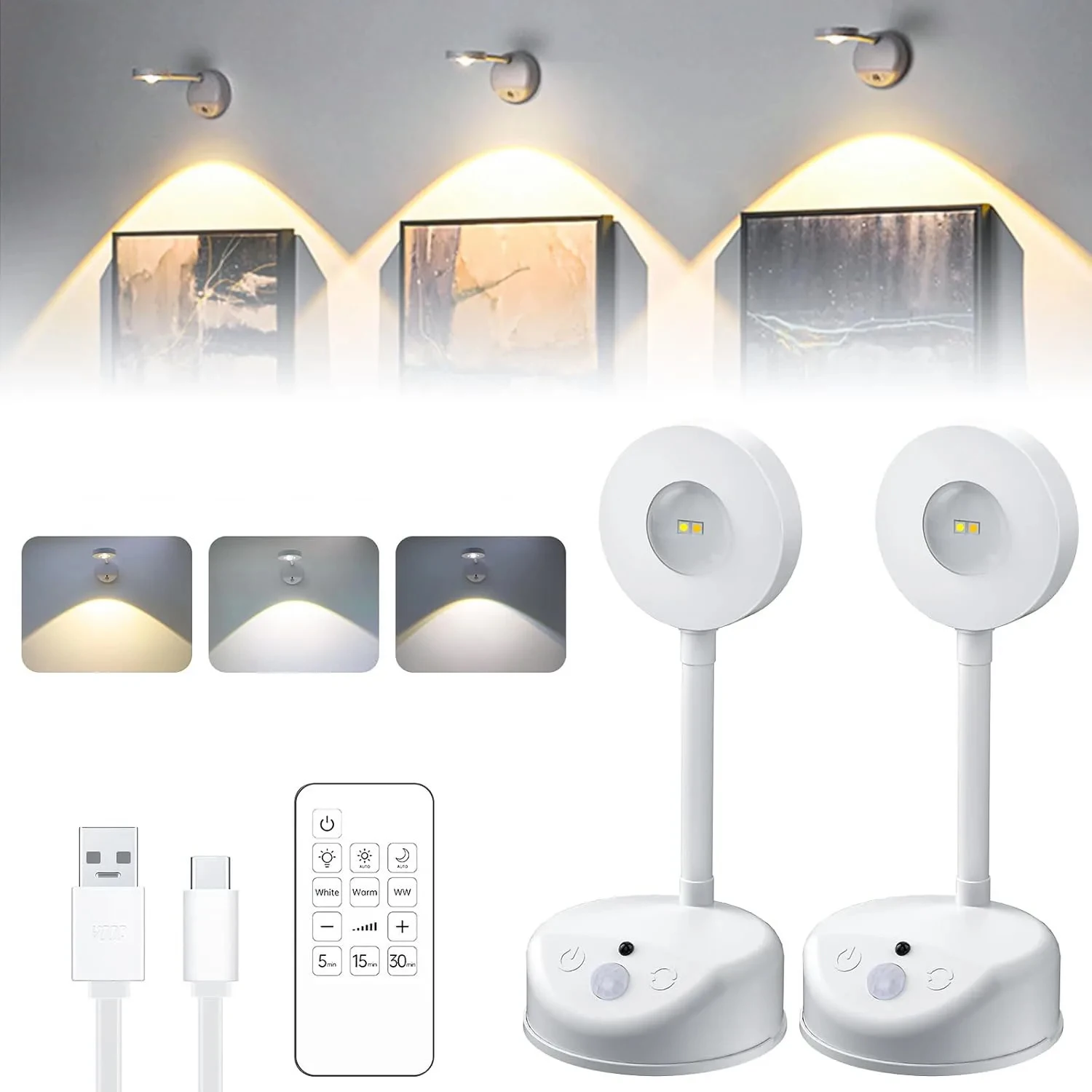 

Ночная лампа с датчиком движения, 2000 мАч, перезаряжаемая, USB, настенная лампа-проектор, светодиодный проектор, вращающийся на 360°, магнитный, для декора комнаты