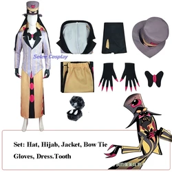 Hazbin Sir Pentious Cosplay Costumes Hat Hotel Suit Snake Anime Uniforms Clothes Demon Cosplay Tooth Halloween Party Mens Outfit