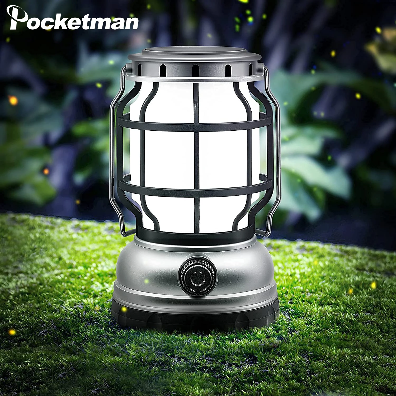 

Solar Lantern Waterproof Camping Lantern Rechargeable Camping Light with Emergency Power Bank Flickering Flame Hanging LED Light