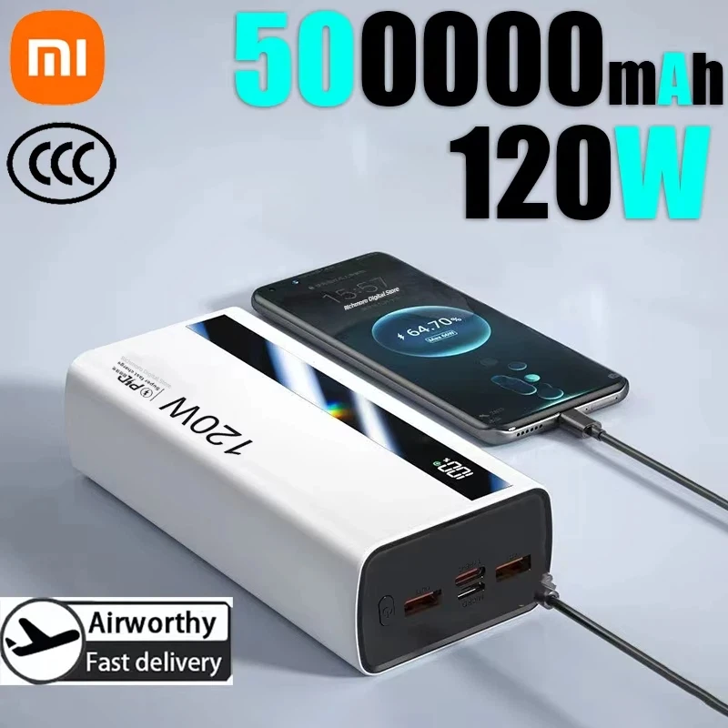 XIAOMI 50000mAh قوة البنك 120 واط شحن سريع قدرة عالية شاحن بطارية محمول موبايل باور بانك آيفون سامسونج هواوي