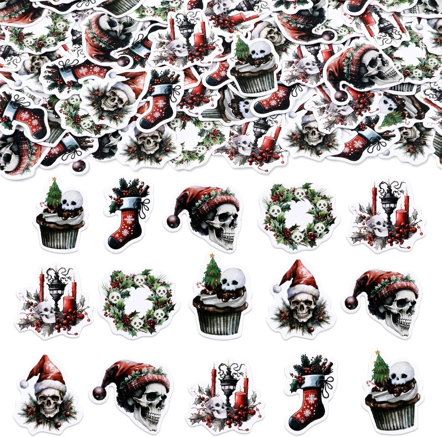 

Cheereveal 200PCS Gothic Christmas Decor Confetti Goth Xmas Skull Garland Socks Party Decorations Winter Holiday Party Supplies