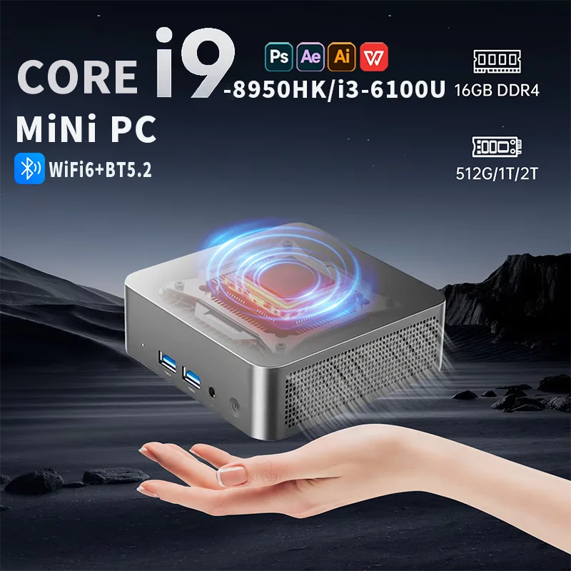 

Portable Mini PC Core i9-10980HK/i9-9900U Gaming Mini PC Windows 11 Pro 16GB DDR4 1TB 2TB M.2 SSD WiFi 6 BT5.2 Desktop Computer