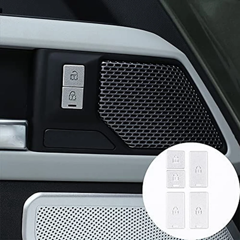 Car Inner Door Lock & Unlock Button Cover Trim Stickers Decorative For Land Rover Defender 110 2020-2022 Accessories