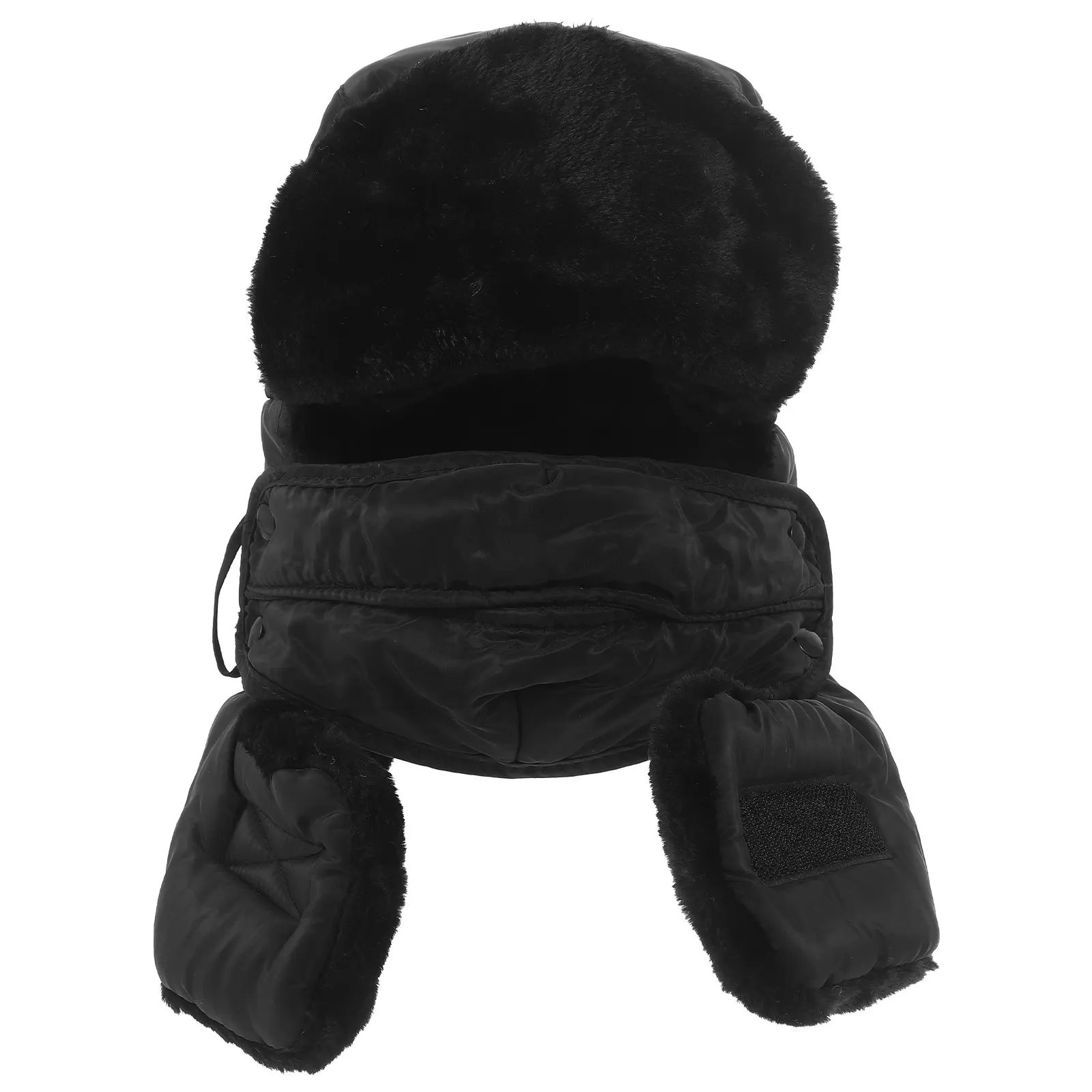 Black Winter Hat for Men Women Thick Warm Windproof Outdoor Cap for Skiing Snowboarding Hiking Camping Cold Weather