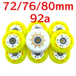 80mm Inline skate wheel 92A 90A roller wheel 72mm 76mm bearing installed 8 wheels/lot