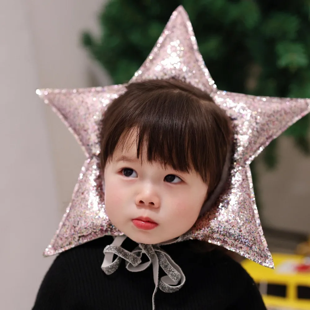 

Cute Elegant Star Headband Photography Props Sparkling Soft Party Accessories Children Size Adjustable Glitter Hat Photo Props